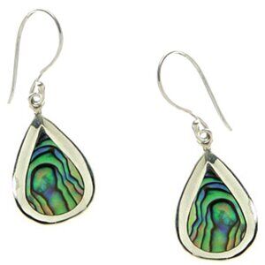 Paua MOP Abalone 925 Sterling Silver Earrings 1-1/2" from Bali Indonesia